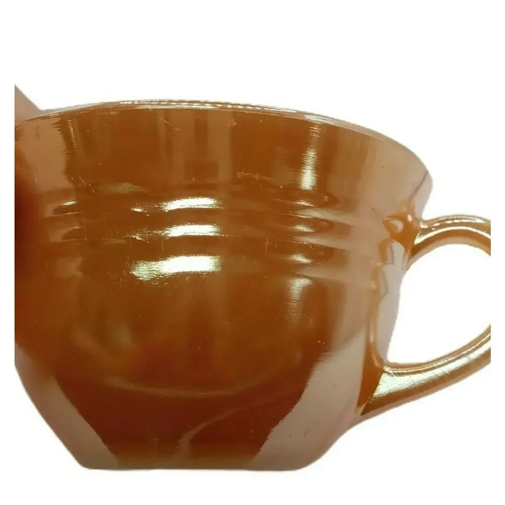 ☕🍂Fire King Coffee Tea Cup Peach Luster C Handle Mug Oven Ware MCM Retro VTG
